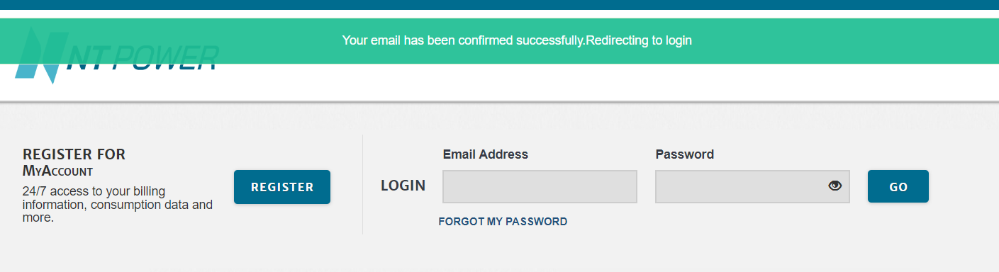 Successful registration confirmation