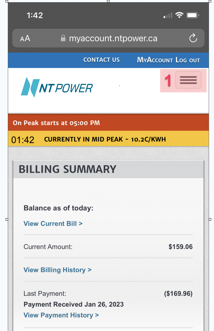 MyAccount Mobile Billing Summary